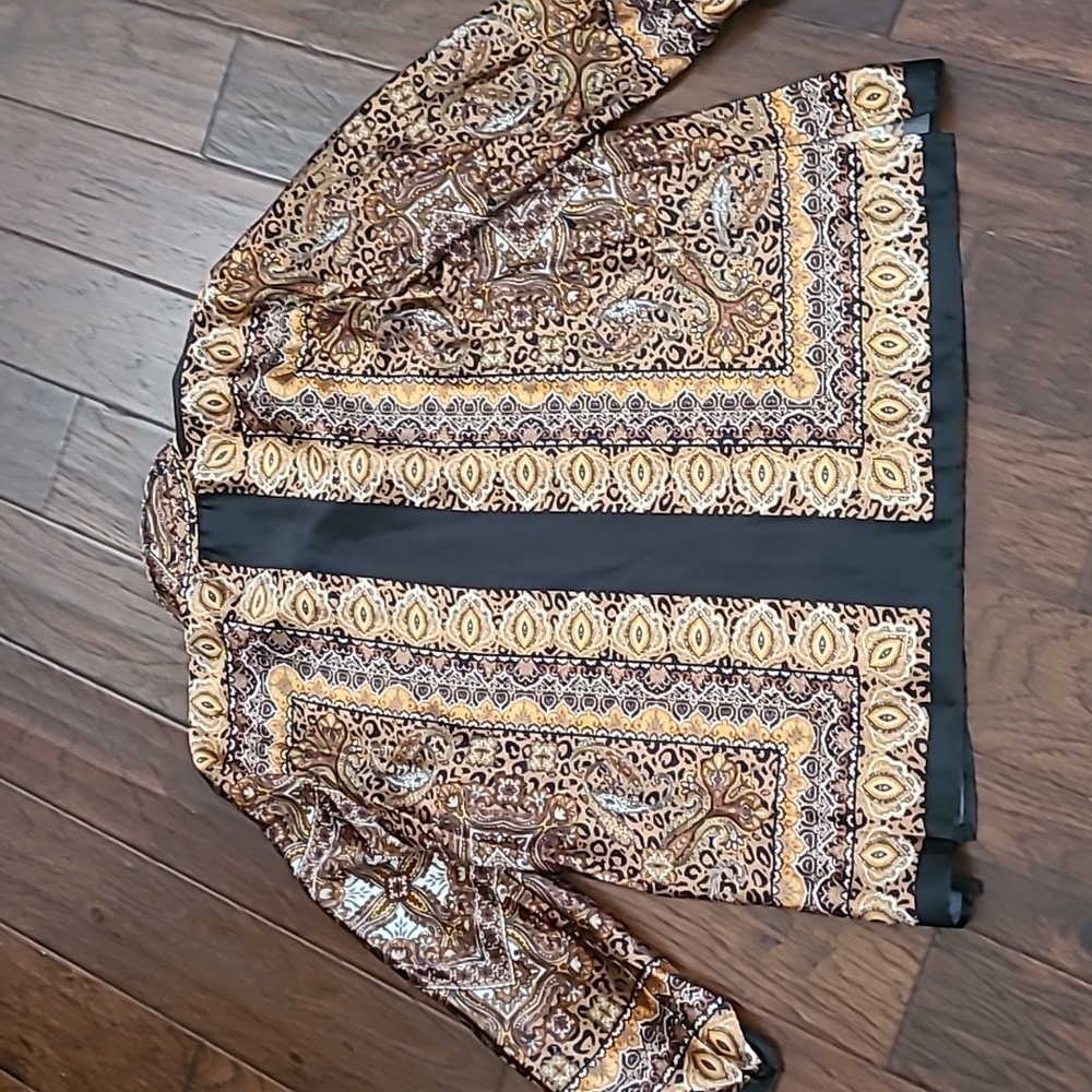 Ruby Rd Black & Gold Patterned Button-Up Blouse W… - image 2